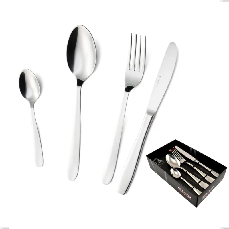 Pagamento Sicuro Confezione vetrina 24 pezzi coltello economico katya, Acciaio inox Aisi 304 Posate Lucide, spessore 2 mm Eme Posaterie