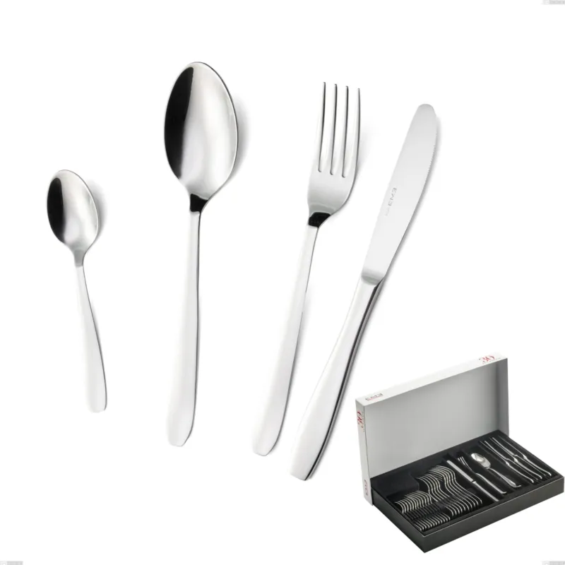 Confezione Panoramica 30 pezzi katya, Acciaio inox Aisi 304 Posate Lucide, spessore 2 mm Eme Posaterie Affare
