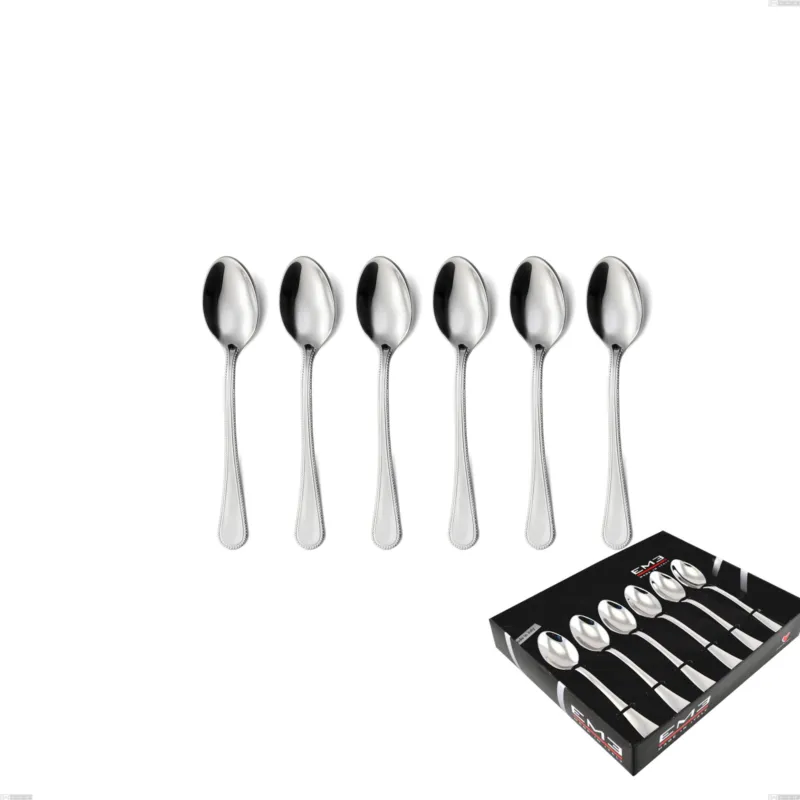 Confezione vetrina 6 pezzi caffè perles, Acciaio inox Aisi 304 lucido, spessore 2.5 mm, design Classico Eme Posaterie Di Tendenza