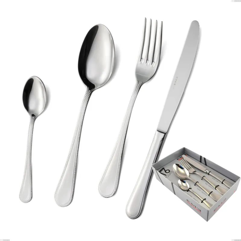 Compra Adesso Confezione vetrina 16 pezzi perles, Acciaio inox Aisi 304 lucido, spessore 2.5 mm, design Classico Eme Posaterie