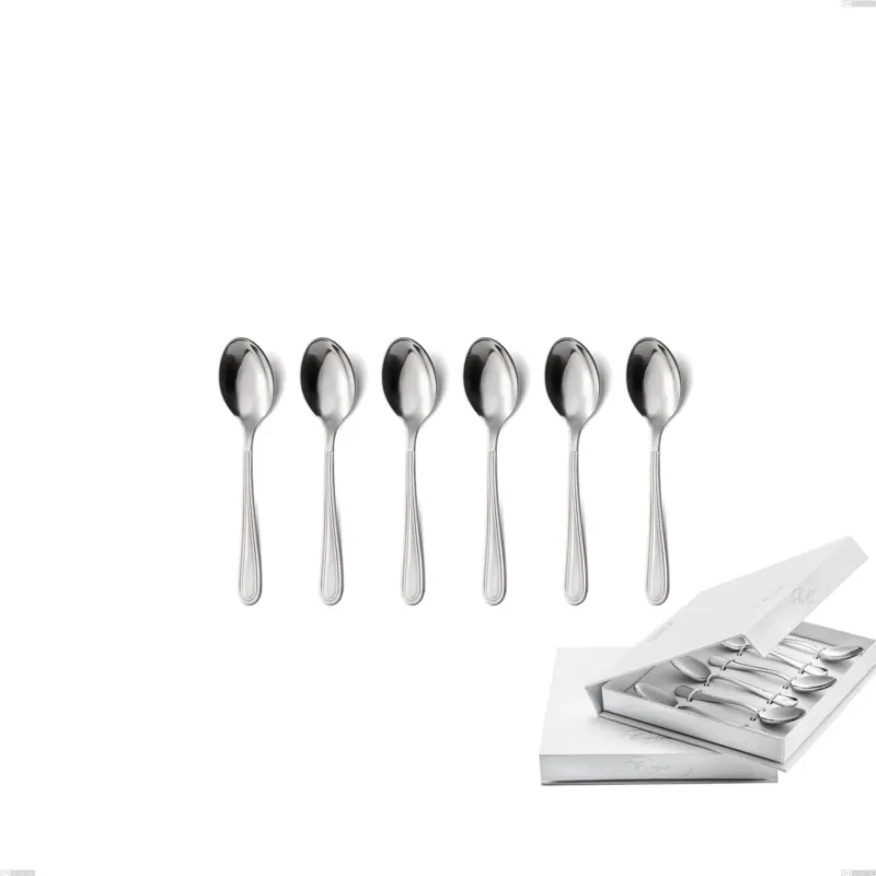 Confezione a libro 6 pezzi cucchiaino moka medea, Acciaio inox Aisi 304 lucido, spessore 3 mm Eme Posaterie Occasione