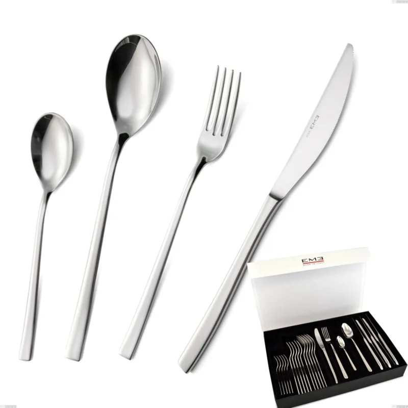 Confezione panoramica a libro 24 pezzi celine, Acciaio inox Aisi 304 lucido, spessore 4.5 mm Eme Posaterie Occasione Imperdibile