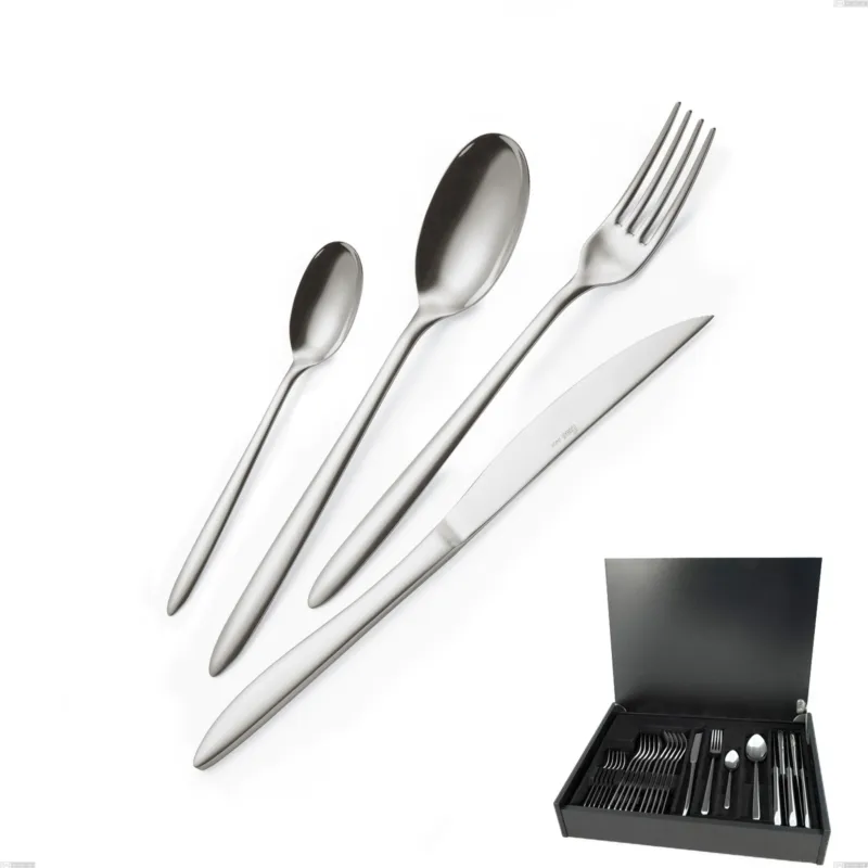 Astuccio legno 24 pezzi coltello economico live, Acciaio inox (Aisi 304) lucido Eme Posaterie Spedizione Espresso