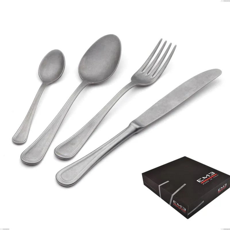 Promozione Esclusiva Confezione regalo 49 pezzi Impero Retro, Acciaio inox (Aisi 304) vintage Eme Posaterie
