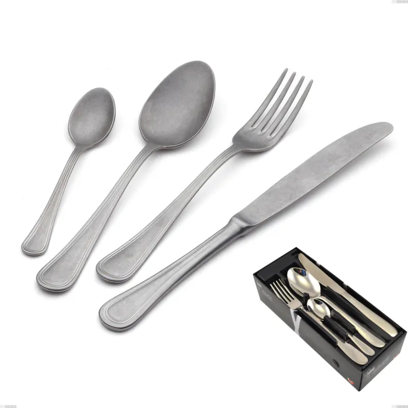 Promozione Confezione salvaspazio 24 pezzi Impero Retro, Acciaio inox (Aisi 304) vintage Eme Posaterie