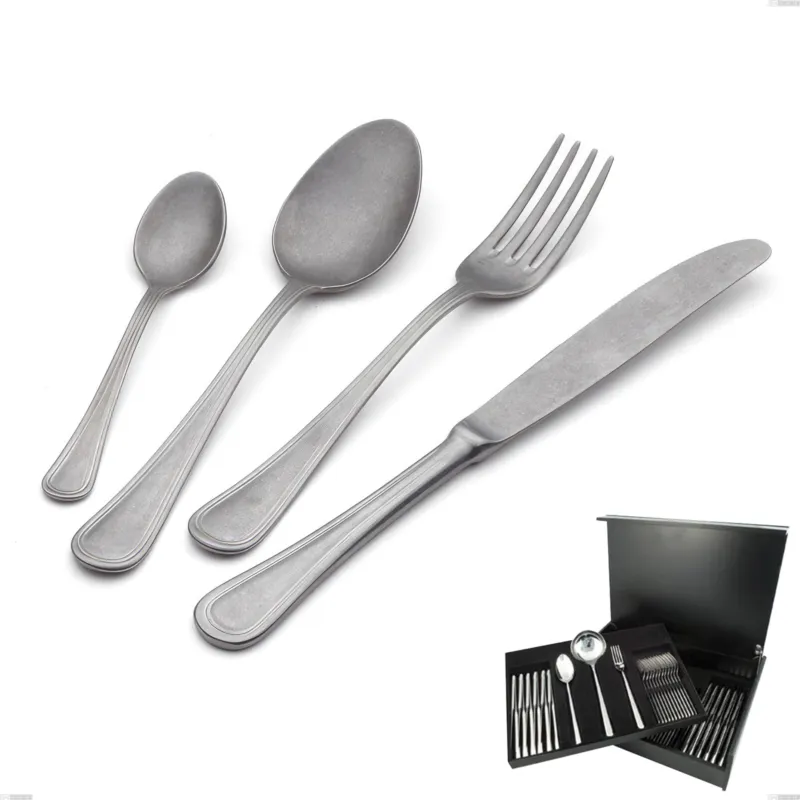 Ultima Occasione Astuccio legno 75 pezzi Impero Retro, Acciaio inox (Aisi 304) vintage Eme Posaterie