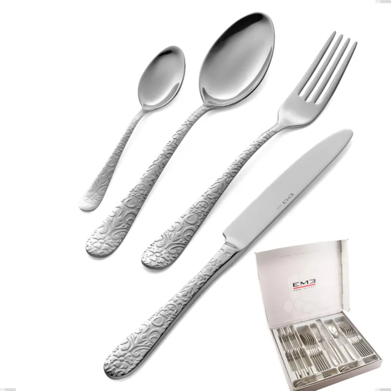 Nuova Collezione Cofanetto 24 pezzi Portofino, Acciaio inox (Aisi 304) inox lucido Eme Posaterie