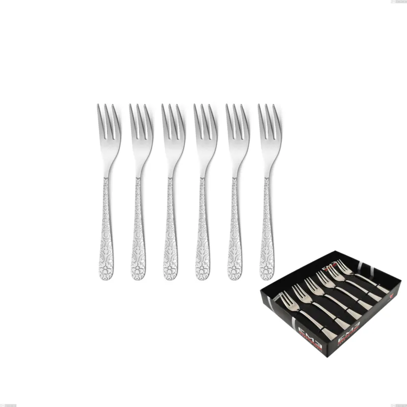 Confezione vetrina 6 pezzi forchettine dolce Portofino, Acciaio inox (Aisi 304) inox lucido Eme Posaterie Professionale