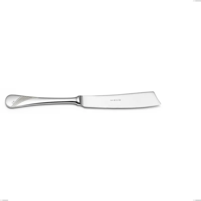 Coltello torta Milano Inciso , 18/10 (AISI304) acciaio inox Lucido Acciaio lucido finitura a specchio , manico inciso, spessore 2,5 mm mm, lunghezza 230 mm Eme Posaterie Offerta Speciale