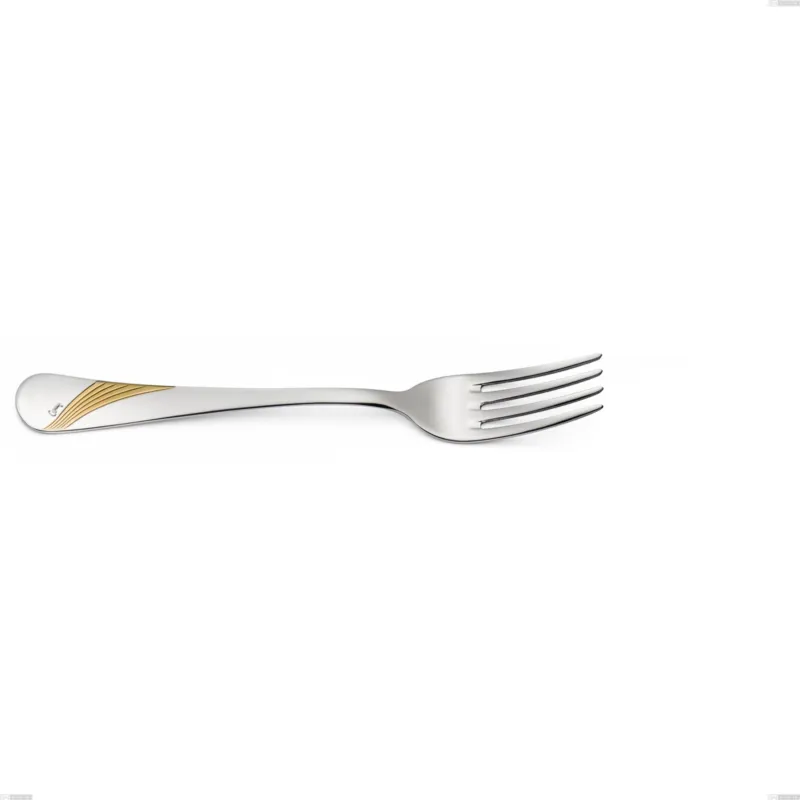 Forchetta tavola Milano Inciso Oro , 18/10 (AISI304) finitura inox lucido e oro Acciaio lucido e oro , spessore 2,5 mm mm, lunghezza 205 mm Eme Posaterie Consegna Rapida
