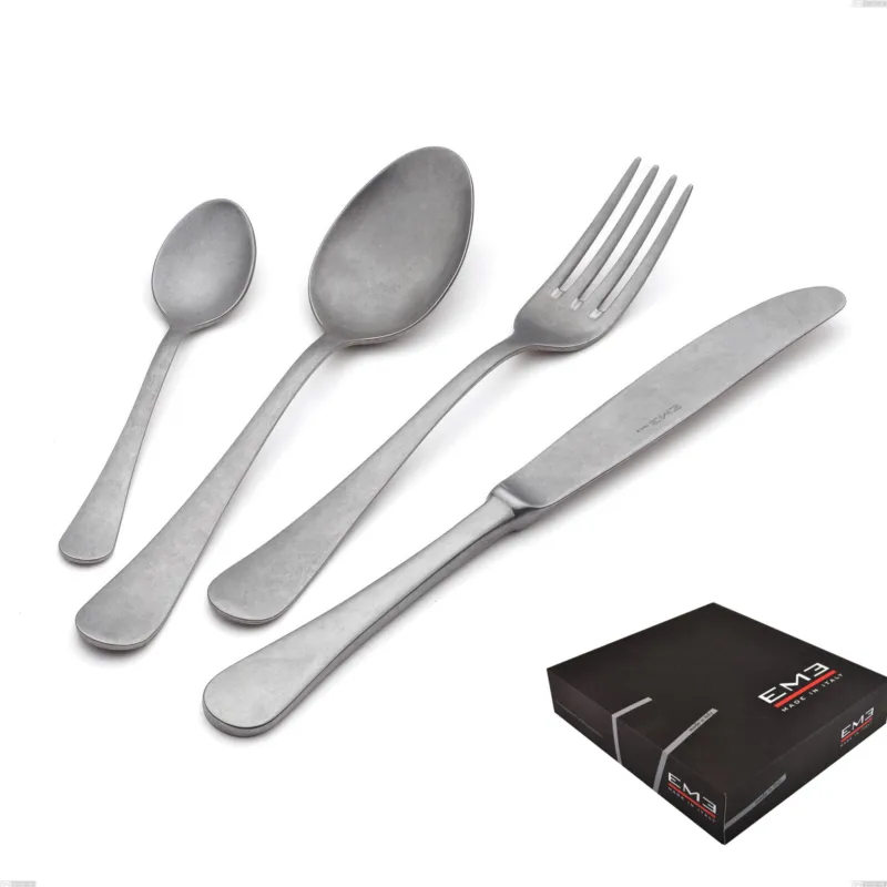 Set di posate 75 pezzi milano retro in confezione regalo, Acciaio inox (Aisi 304) vintage Eme Posaterie Solo Oggi