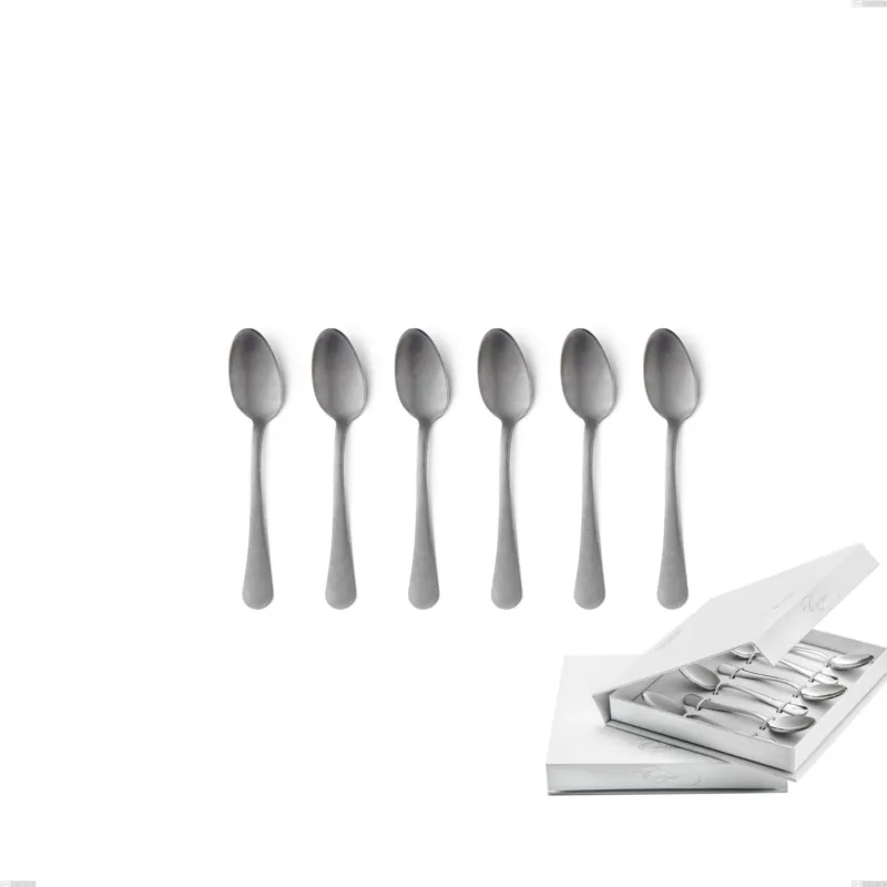 Confezione a libro 6 pezzi cucchiaino moka milano retro, Acciaio inox (Aisi 304) lunghezza 113 mm vintage Eme Posaterie Occasione