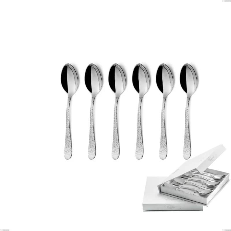 Spedizione Espresso Confezione a libro 6 pezzi cucchiaini caffè Portofino, Acciaio inox (Aisi 304) inox lucido Eme Posaterie