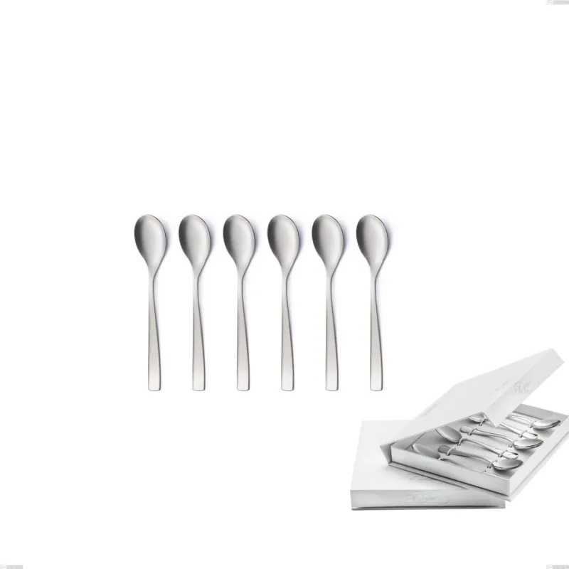 Consegna Rapida Confezione a libro 6 pezzi cucchiaino moka etoile sabbiato, Acciaio inox 18/10 18/10 (AISI304) sabbiato Eme Posaterie