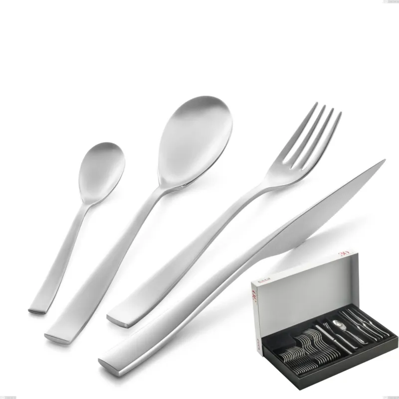 Confezione Panoramica 30 pezzi etoile sabbiato, Acciaio inox 18/10 18/10 (AISI304) sabbiato Eme Posaterie Offerta Del Giorno