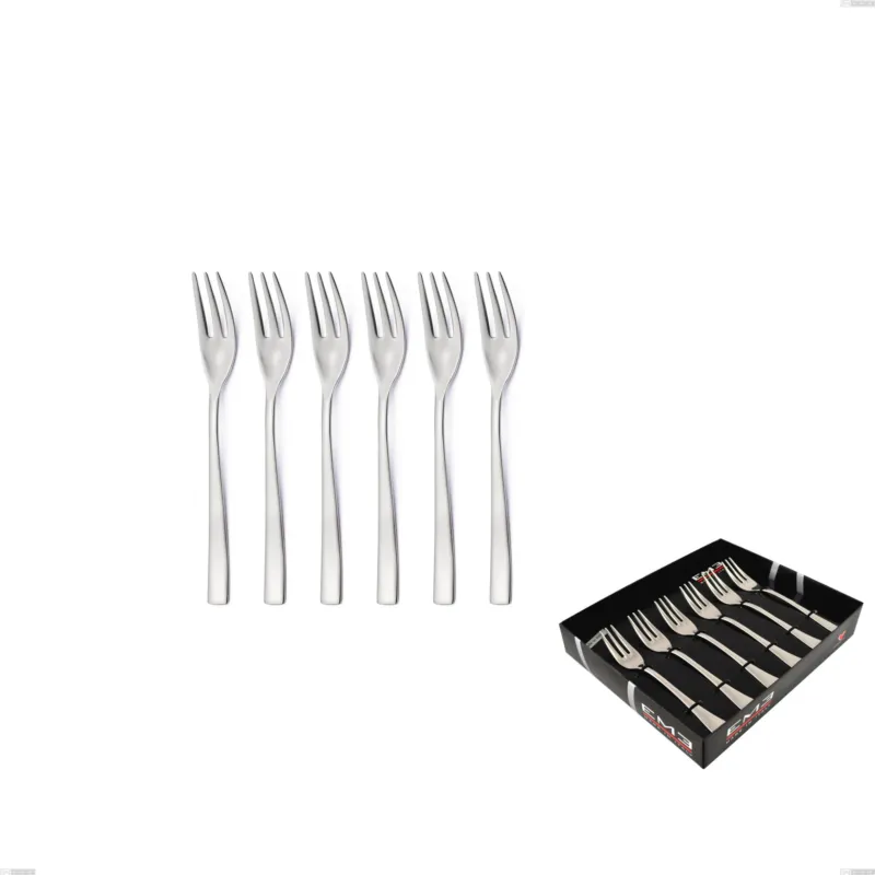 Confezione vetrina 6 pezzi forchettine dolce etoile sabbiato, Acciaio inox 18/10 18/10 (AISI304) sabbiato Eme Posaterie Sconto