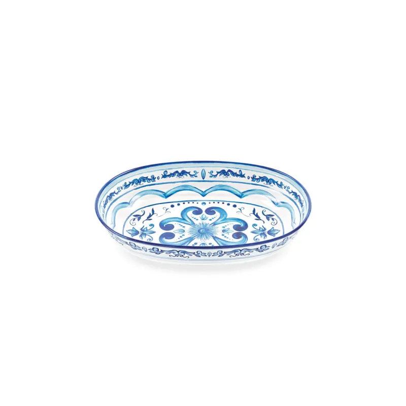 Risottiera ovale in melamina Linea FLOWER&LEMON Dimensione 33x23xh 7 cm con decoro studiato x la lavastoviglie colore blu multicolor Guzzini Ultimissimo Modello