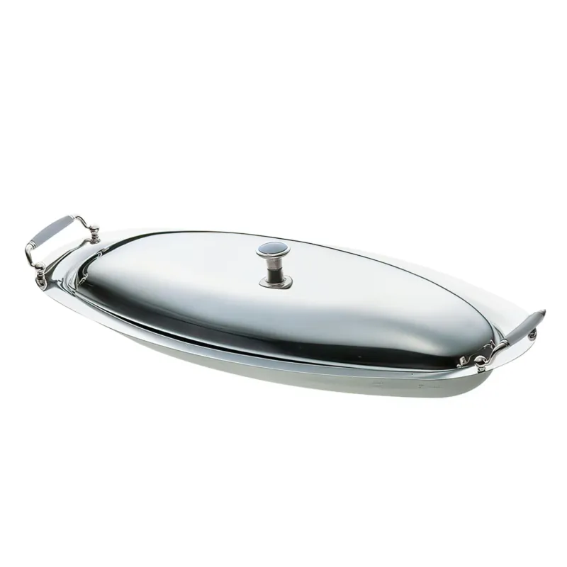 Di Tendenza Pescera Con Coperchio LORY 60 cm in acciaio inox lucido con coperchio inox e manici in ABS Grigio madreperla e metallo Eme Posaterie