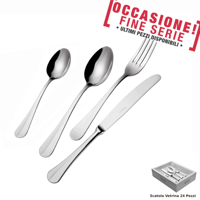 Servizio Posate 24 Pezzi Royal, acciaio 18-10 lucido, spessore 3 mm finitura inox lucido Eme Posaterie Occasione Imperdibile