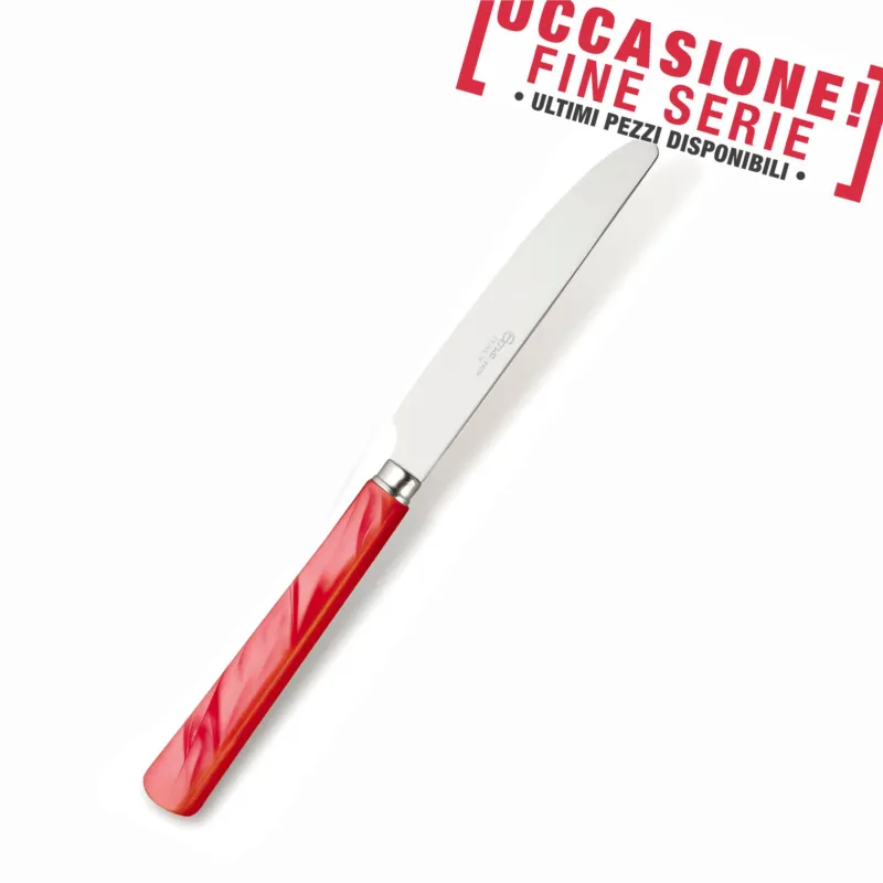 Coltello da tavola PERLA ROSSO 18.10 (AISI 304) manico perlato lavabili in lavastoviglie Rosso Eme Posaterie Professionale