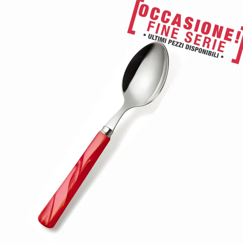 Cucchiaio da Tavola da tavola PERLA ROSSO 18.10 (AISI 304) manico perlato lavabili in lavastoviglie Rosso Eme Posaterie Reso Gratuito