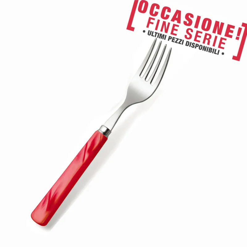 Forchetta da tavola PERLA ROSSO 18.10 (AISI 304) manico perlato lavabili in lavastoviglie Rosso Eme Posaterie A Buon Prezzo