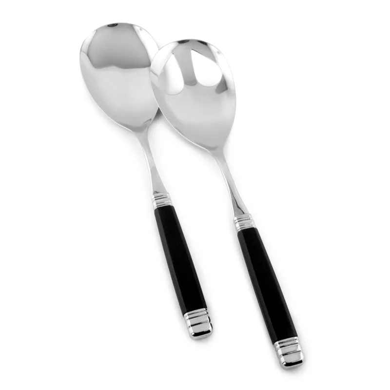 Non Perdere Coppia Insalata set da 2 pezzi Rossini in acciaio inox 18/10 manico in PA effetto madreperlato ghiera lucida 2,5 mm colore nero Rivadossi