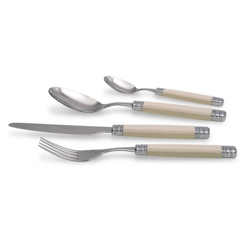 Servizio Posate 4 pezzi Rivadossi Modello Rossini Manico in PA corpo in acciaio inox 18.10 AISI304 2.5 mm in Confezione di cartone colore Avorio Rivadossi Ultima Occasione