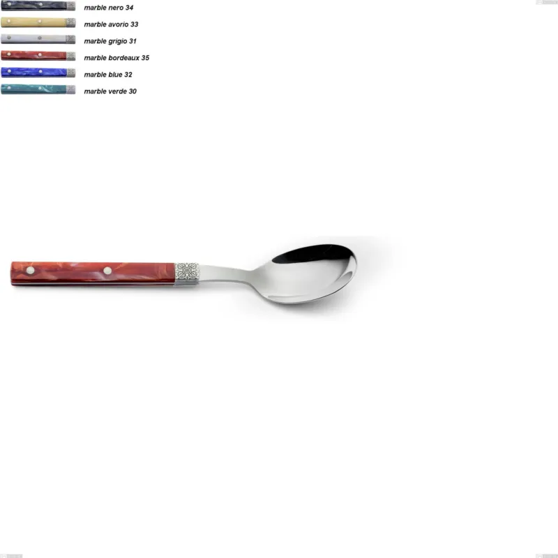 Cucchiaino caffè boheme, Acciaio inox (Aisi 304) ghiera incisa con decoro classico e finitura argentata, lunghezza 146 mm Eme Posaterie marble nero 34 Compra Online