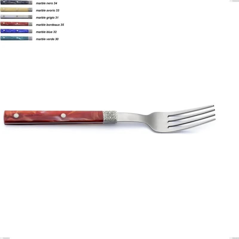 Forchetta frutta boheme, Acciaio inox (Aisi 304) ghiera incisa con decoro classico e finitura argentata, lunghezza 190 mm Eme Posaterie marble nero 34 Compra Oggi Stesso