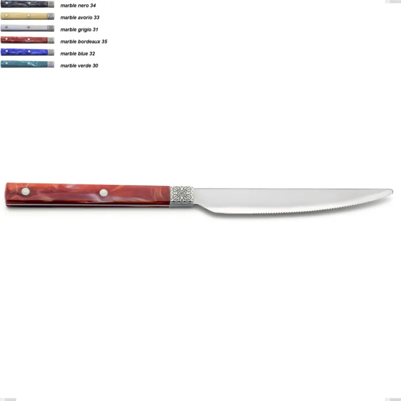 Offerta Lampo Coltello frutta boheme, Acciaio inox (Aisi 304) ghiera incisa con decoro classico e finitura argentata, lunghezza 210 mm Eme Posaterie marble nero 34