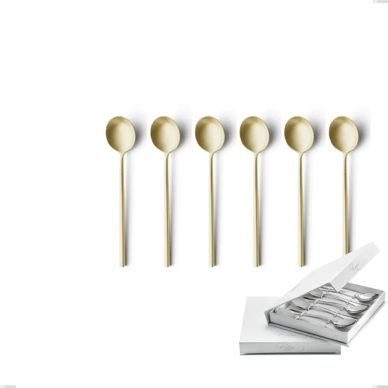 Confezione a libro 6 pezzi cucchiaini caffè Kyoto Sabbiato Champagne, Acciaio inox (Aisi 304) inox sabbiato Eme Posaterie Prezzo Basso