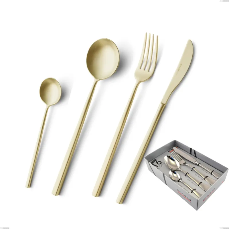 Occasione Imperdibile Confezione vetrina 16 pezzi Kyoto Sabbiato Champagne, Acciaio inox (Aisi 304) inox sabbiato Eme Posaterie
