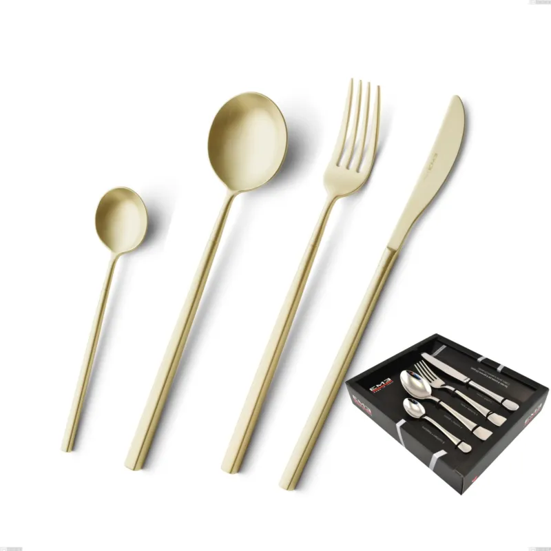 Confezione vetrina 24 pezzi Kyoto Sabbiato Champagne, Acciaio inox (Aisi 304) inox sabbiato Eme Posaterie Esclusivo