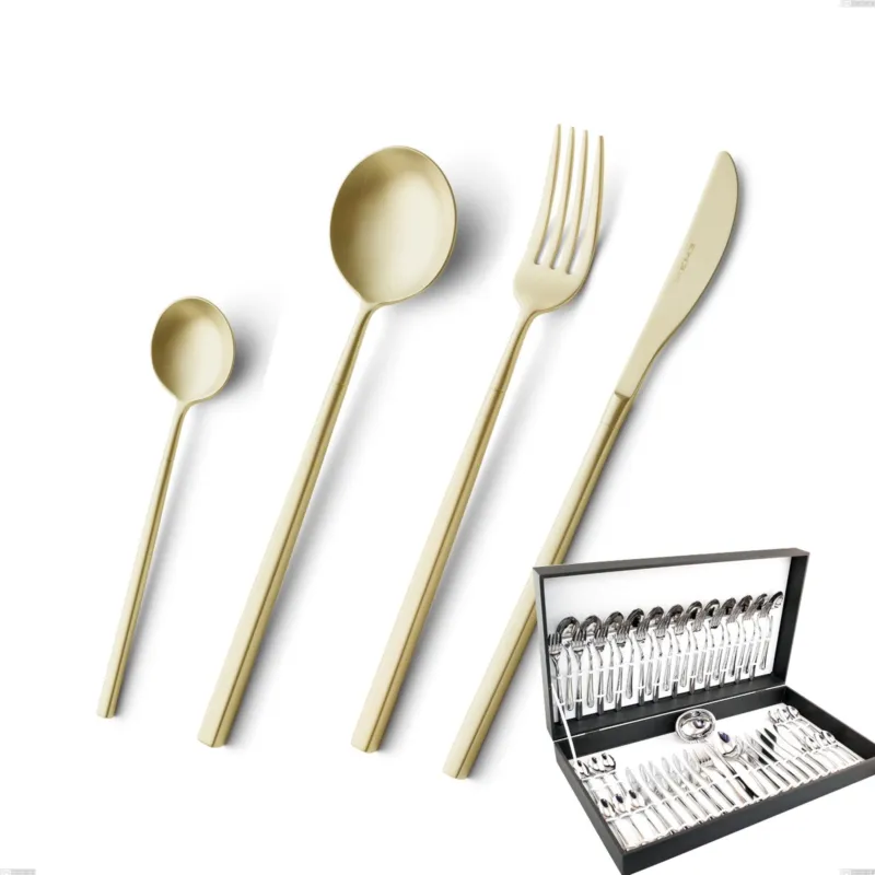 Ultima Occasione Astuccio 51 pezzi Kyoto Sabbiato Champagne, Acciaio inox (Aisi 304) inox sabbiato Eme Posaterie