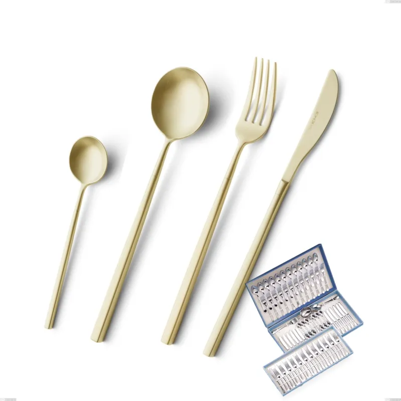 Astuccio 75 pezzi Kyoto Sabbiato Champagne, Acciaio inox (Aisi 304) inox sabbiato Eme Posaterie Offerta Lampo
