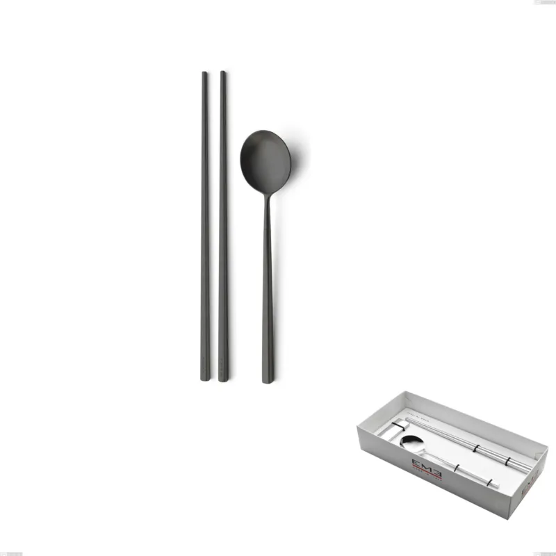 Quantità Limitata Set Sushi per 1 persona in confezione vetrina Kyoto Sabbiato Black, Acciaio inox (Aisi 304) inox sabbiato Eme Posaterie