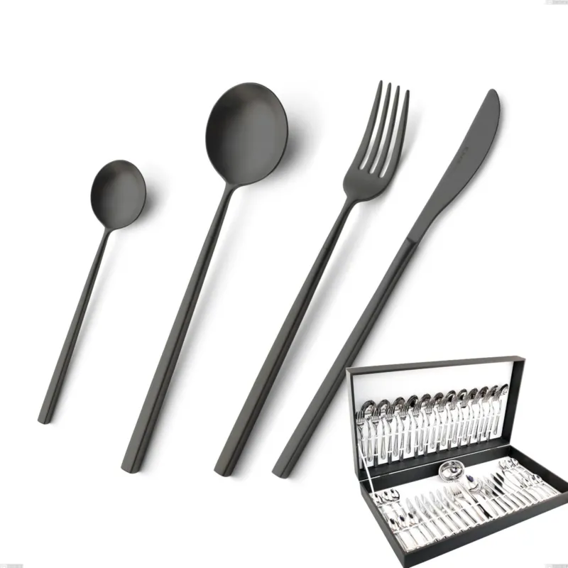 Prezzo Scontato Astuccio 51 pezzi Kyoto Sabbiato Black, Acciaio inox (Aisi 304) inox sabbiato Eme Posaterie