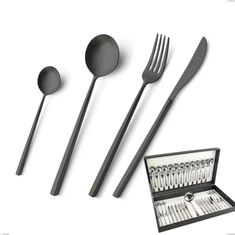 Astuccio 49 pezzi Kyoto Sabbiato Black, Acciaio inox (Aisi 304) inox sabbiato Eme Posaterie Ordina Subito