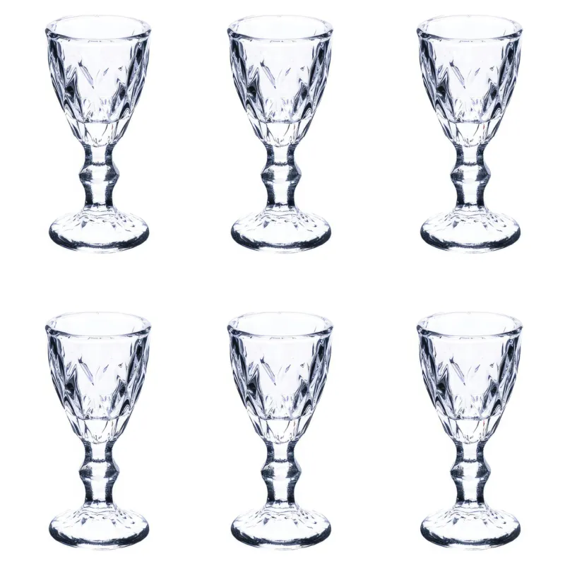 Bicchieri set 6 Liquorini, Limoncino in Vetro Trasparente PRIMA 45 ml diametro 5 x h10,5 cm, capacità lavabili in lavastoviglie in scatola regalo VDE Tivoli 1996 Nuova Collezione