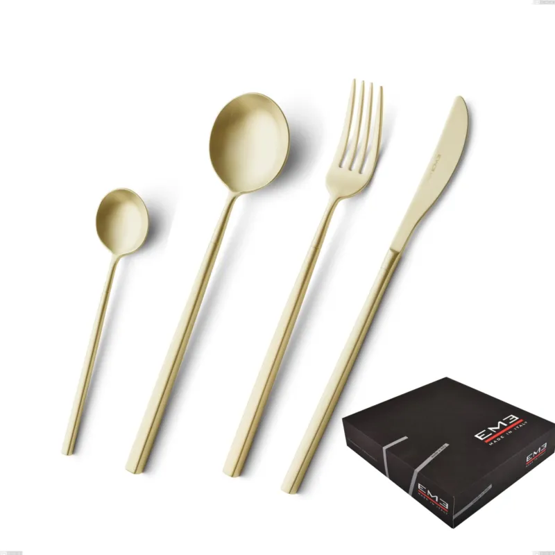 Professionale Confezione regalo 49 pezzi Kyoto Sabbiato Champagne, Acciaio inox (Aisi 304) inox sabbiato Eme Posaterie