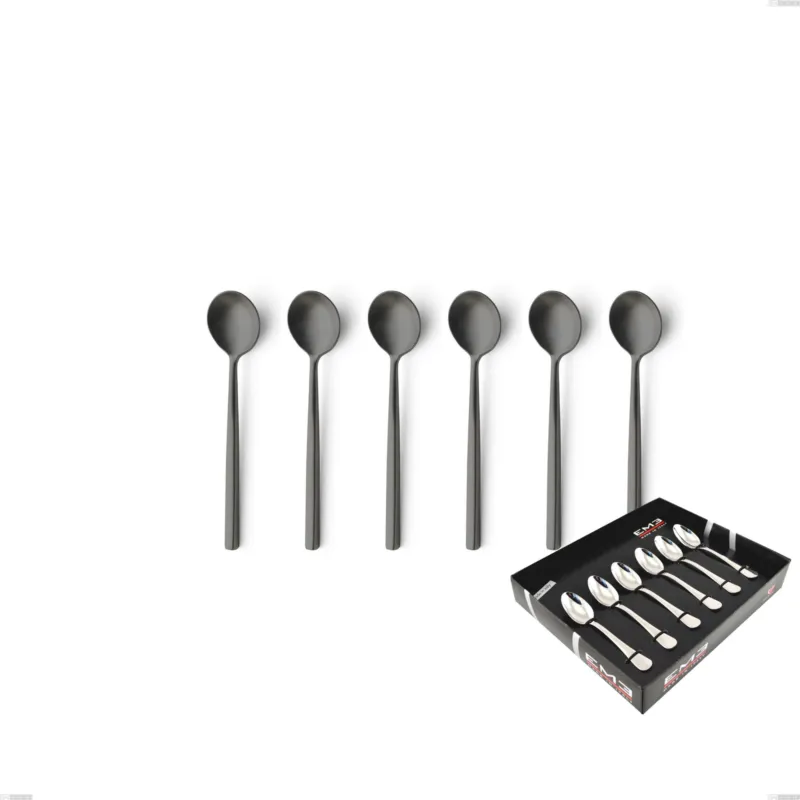 Confezione vetrina 6 pezzi moka Kyoto Sabbiato Black, Acciaio inox (Aisi 304) inox sabbiato Eme Posaterie Pagamento Sicuro
