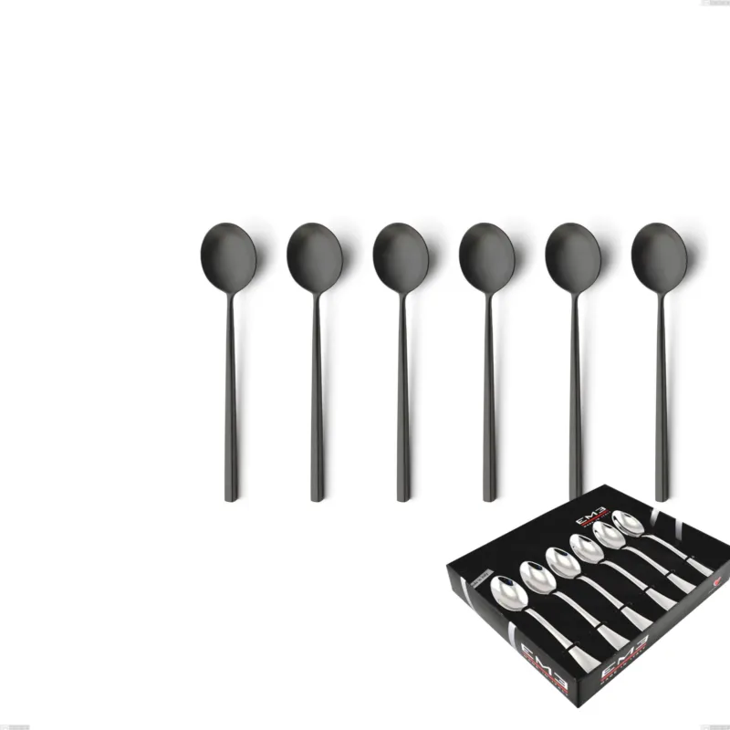 Compra Online Confezione vetrina 6 pezzi caffè Kyoto Sabbiato Black, Acciaio inox (Aisi 304) inox sabbiato Eme Posaterie