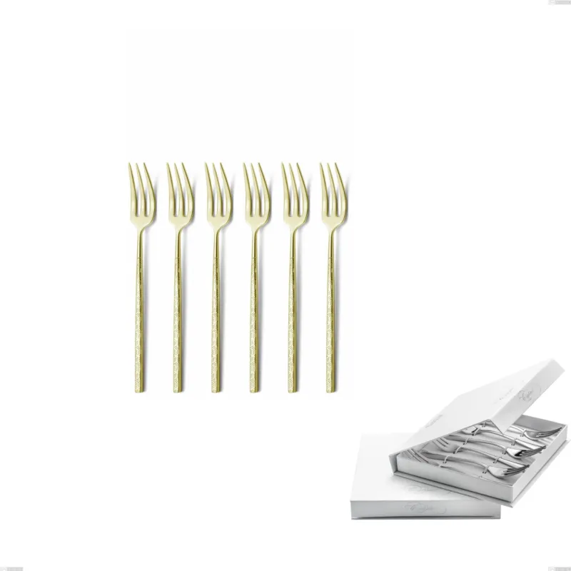 Quantità Limitata Confezione a libro 6 pezzi forchette dolce Kyoto Origami Tin Gold, Acciaio inox (Aisi 304) trattamento pvd acciaio lucido Eme Posaterie