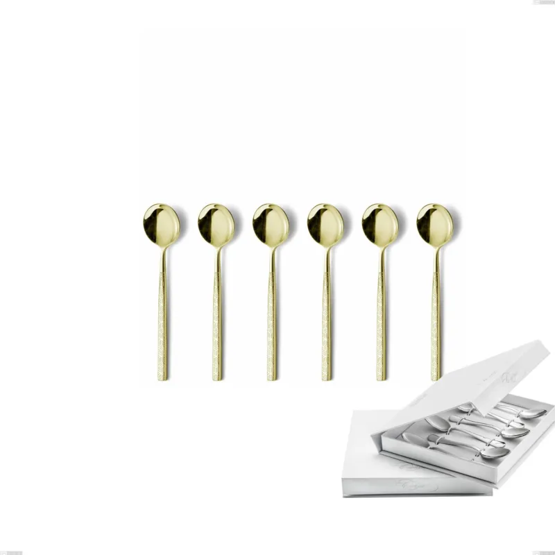 Confezione a libro 6 pezzi cucchiaino moka Kyoto Origami Tin Gold, Acciaio inox (Aisi 304) trattamento pvd acciaio lucido Eme Posaterie Occasione Imperdibile