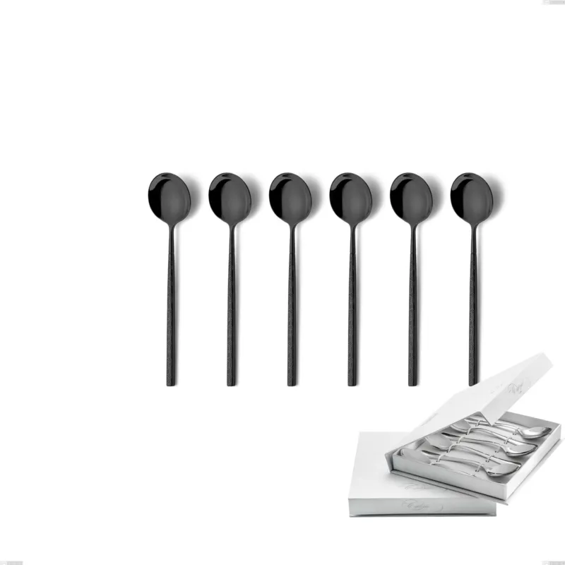 Quantità Limitata Confezione a libro 6 pezzi cucchiaini caffè Kyoto Origami Black, Acciaio inox (Aisi 304) trattamento pvd acciaio lucido Eme Posaterie