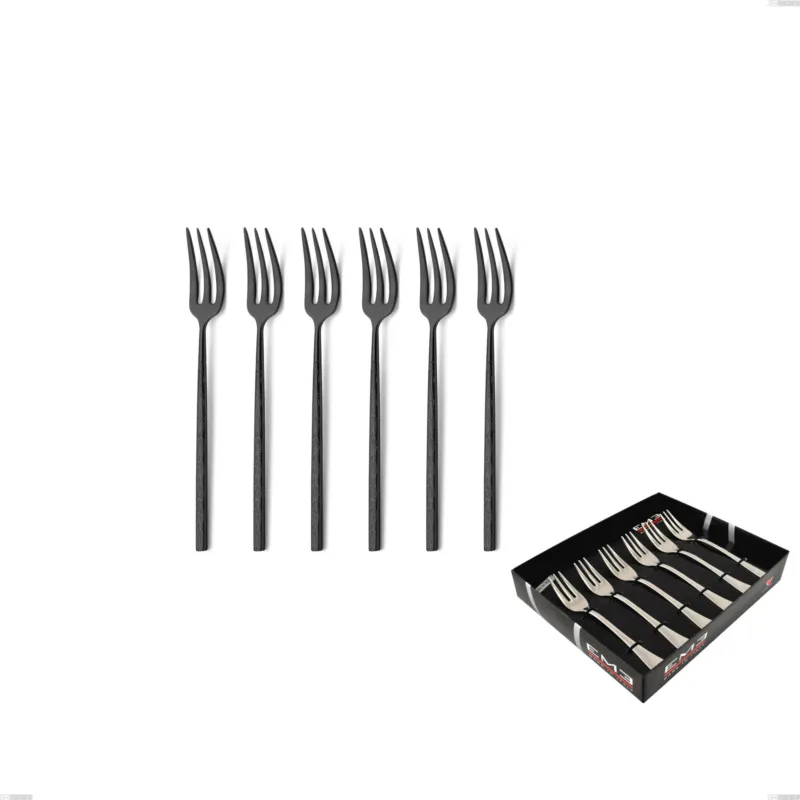 Super Prezzo Confezione vetrina 6 pezzi forchettine dolce Kyoto Origami Black, Acciaio inox (Aisi 304) trattamento pvd acciaio lucido Eme Posaterie