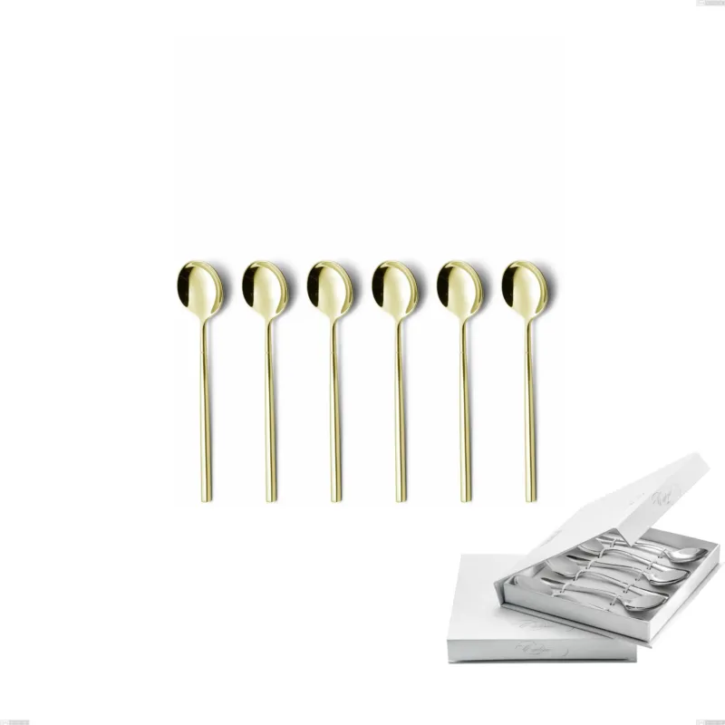 Confezione a libro 6 pezzi cucchiaini caffè Kyoto Tin Gold, Acciaio inox (Aisi 304) trattamento pvd acciaio lucido Eme Posaterie Compra Adesso