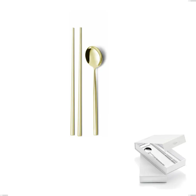Set Sushi per 1 persona in confezione a libro Kyoto Tin Gold, Acciaio inox (Aisi 304) trattamento pvd acciaio lucido Eme Posaterie Quantità Limitata
