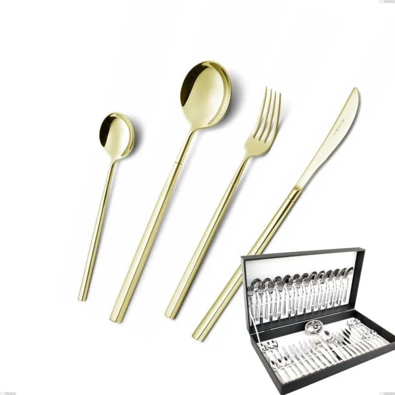Solo Oggi Astuccio 51 pezzi Kyoto Tin Gold, Acciaio inox (Aisi 304) trattamento pvd acciaio lucido Eme Posaterie